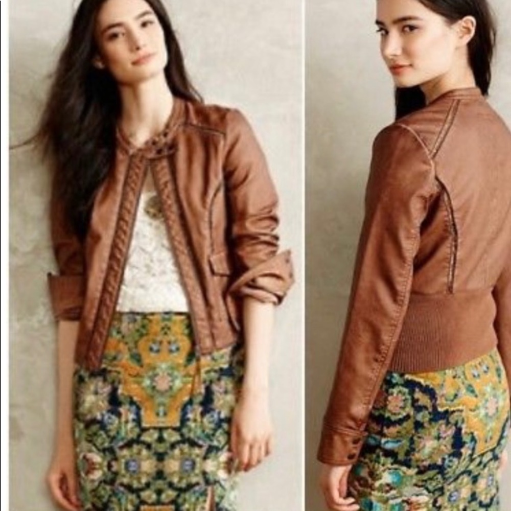 Anthropologie Vegan Leather Bomber Jacket